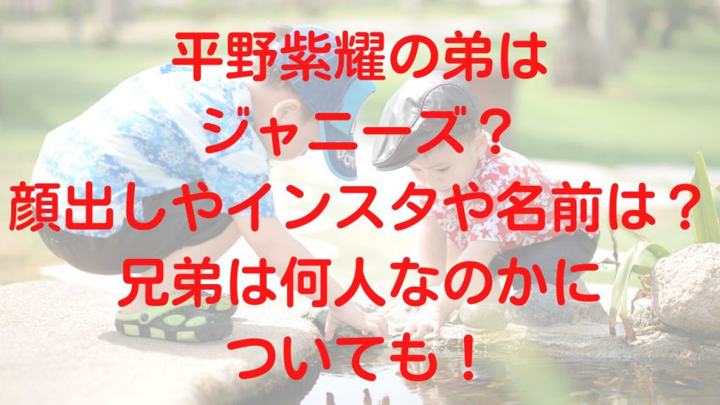 平野紫耀の弟はジャニーズ？顔出しやインスタや名前は？兄弟は何人なのかについても！